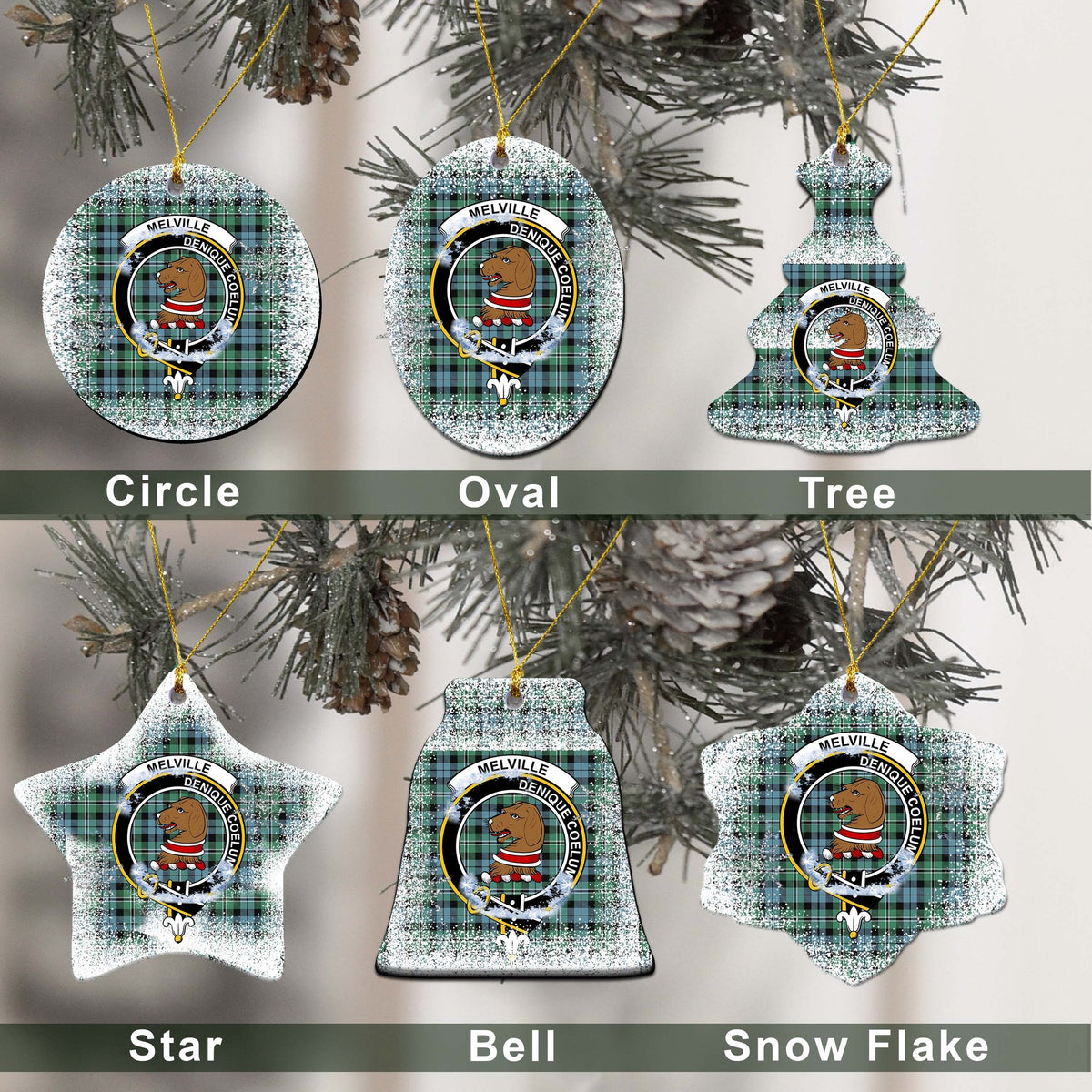 Melville Tartan Christmas Ceramic Ornament - Snow Style