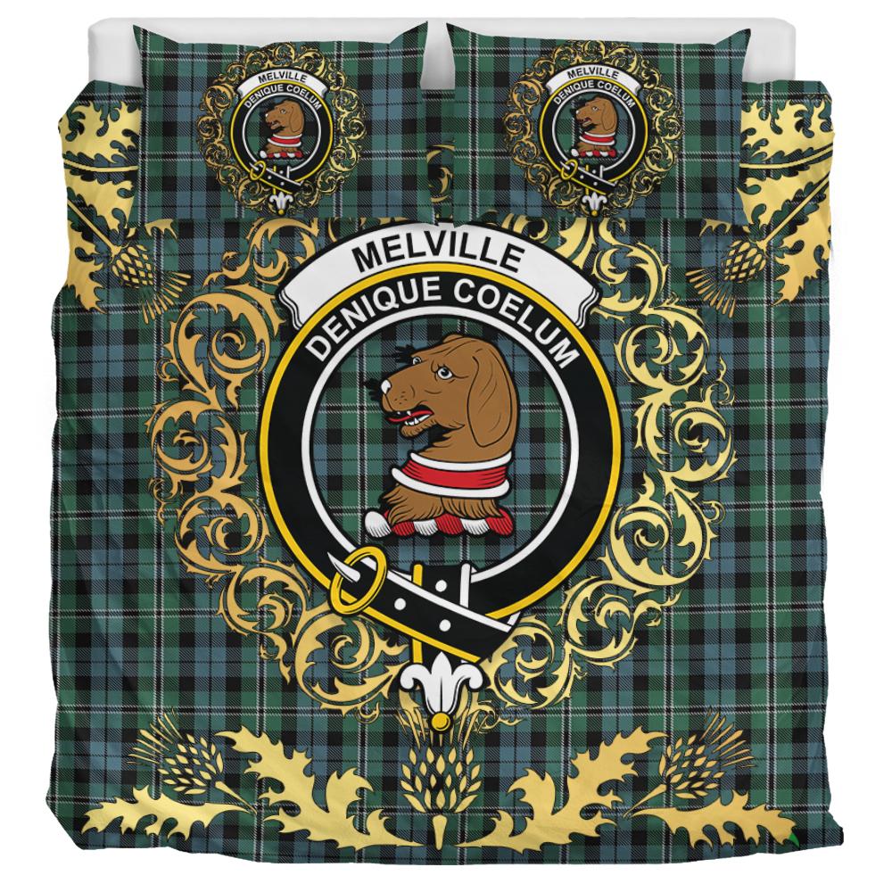 Melville 01 Tartan Crest Bedding Set - Golden Thistle Style