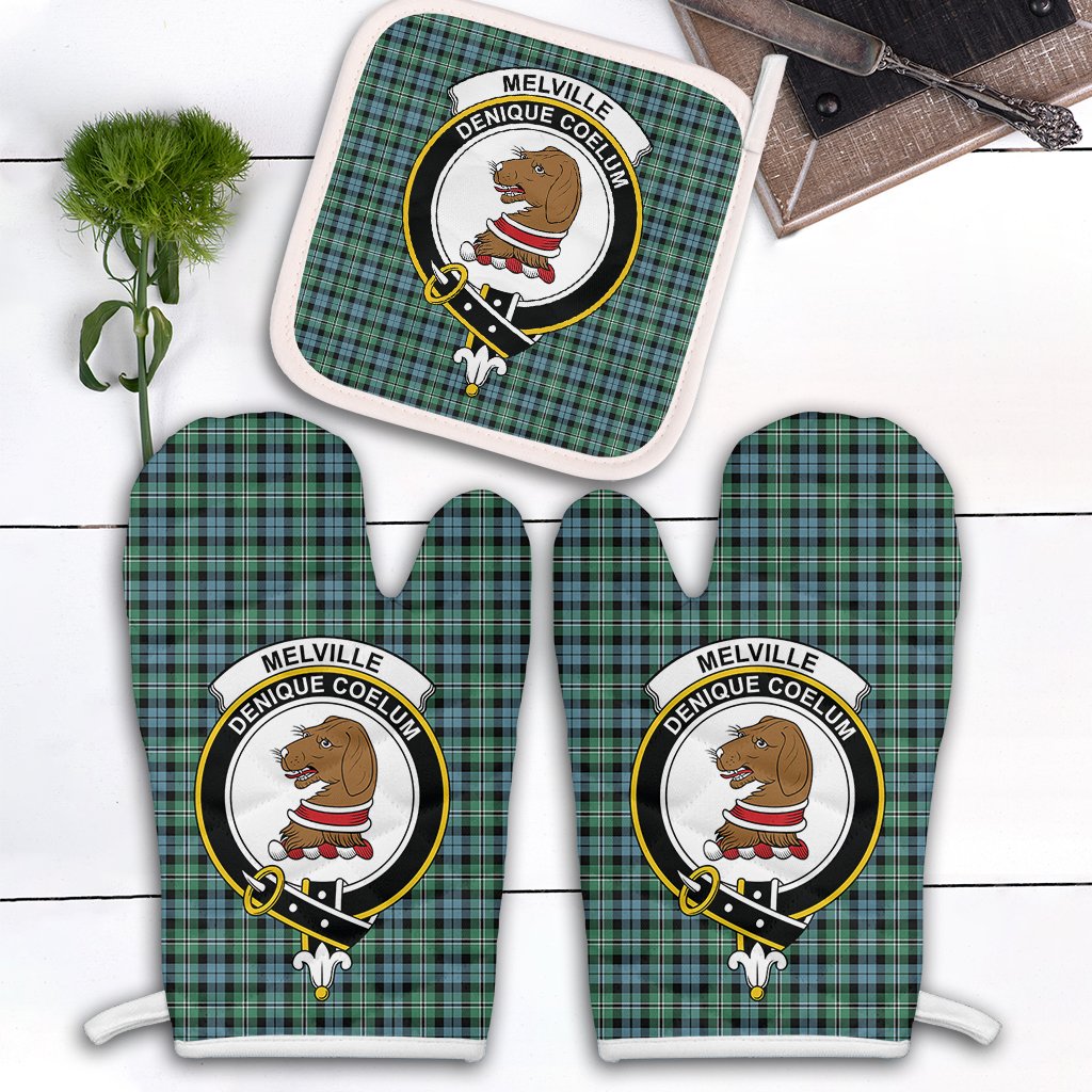 Melville Tartan Crest Oven Mitt And Pot Holder (2 Oven Mitts + 1 Pot Holder)