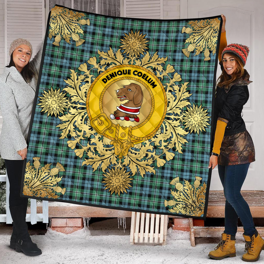 Melville Tartan Crest Premium Quilt - Gold Thistle Style