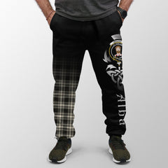 Menzies Black & White Ancient Tartan Crest Jogger Sweatpants - Alba Celtic Style