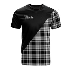 Menzies Black & White Modern Tartan - Military T-Shirt