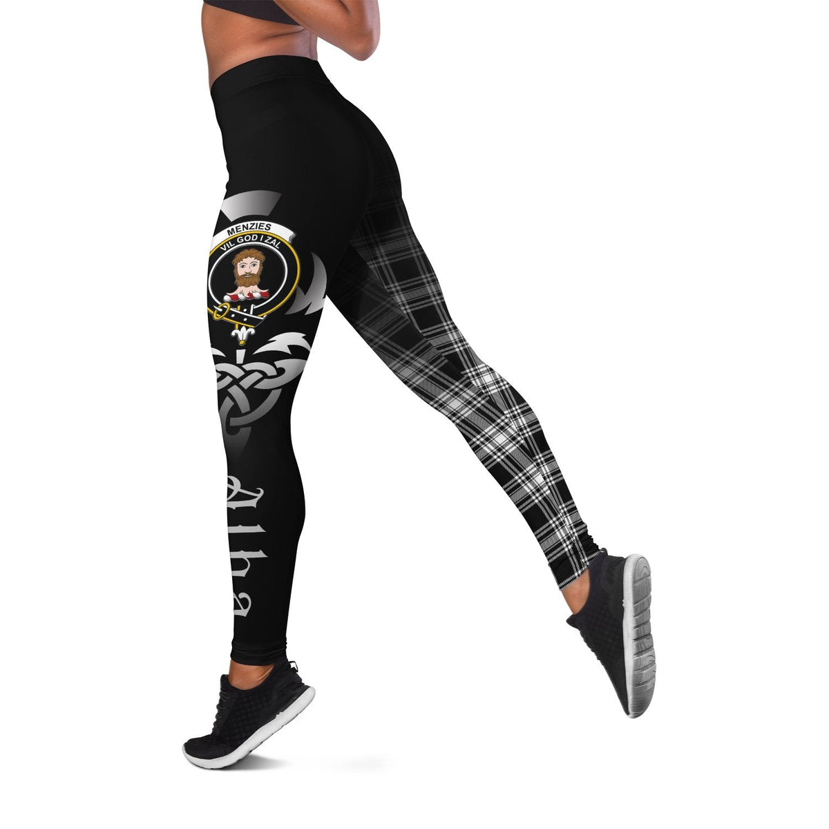 Menzies Black & White Modern Tartan Leggings - Alba Celtic Style