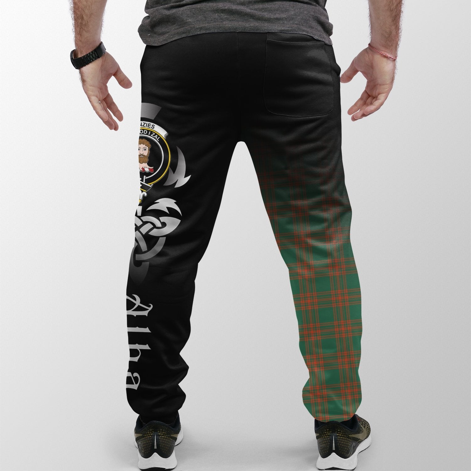 Menzies Green Ancient Tartan Crest Jogger Sweatpants - Alba Celtic Style