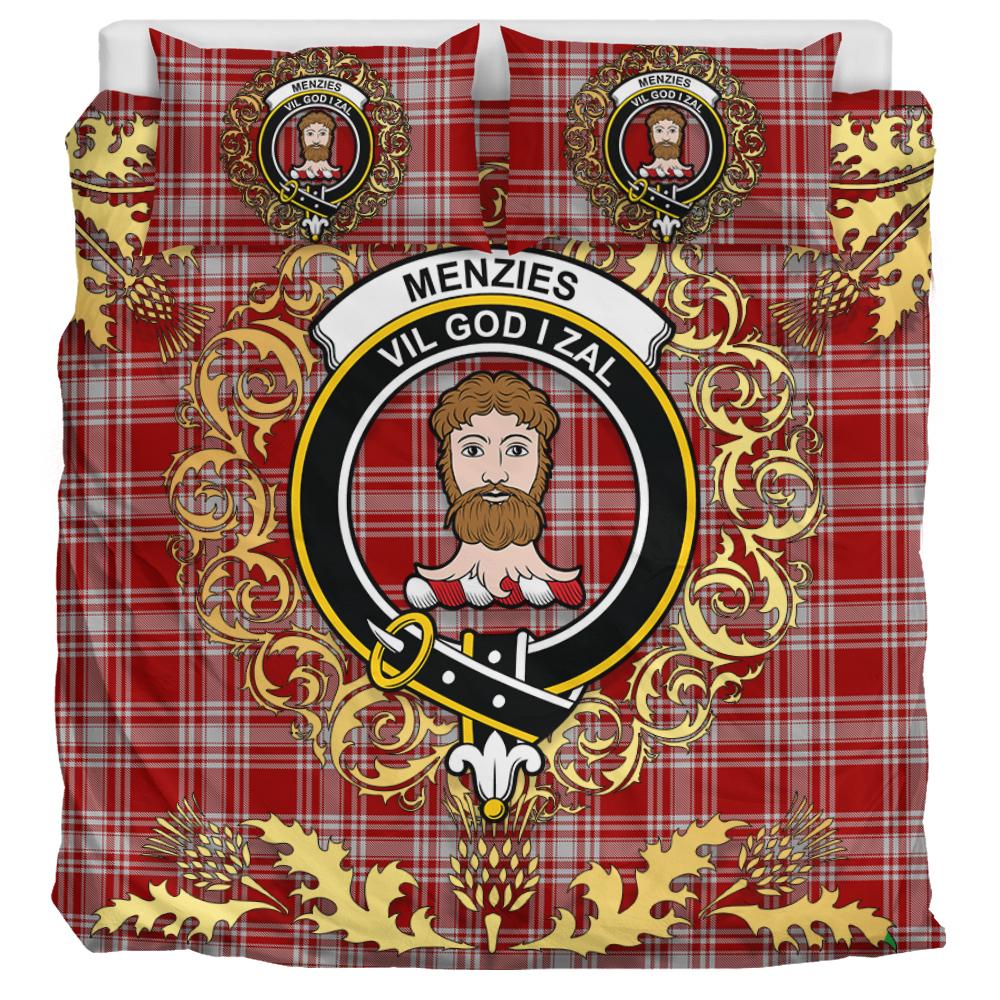 Menzies 02 Tartan Crest Bedding Set - Golden Thistle Style