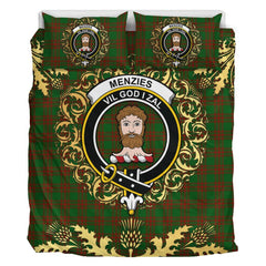 Menzies Tartan Crest Bedding Set - Golden Thistle Style