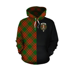 Menzies Green Modern Tartan Hoodie Half of Me - Cross Style