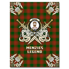 Menzies Green Modern Tartan Gold Courage Symbol Blanket