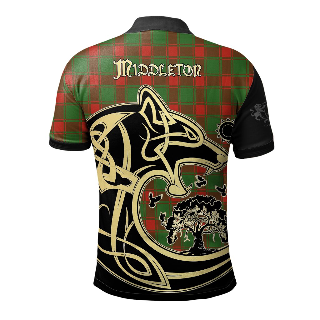 Middleton Modern Tartan Polo Shirt Viking Wolf