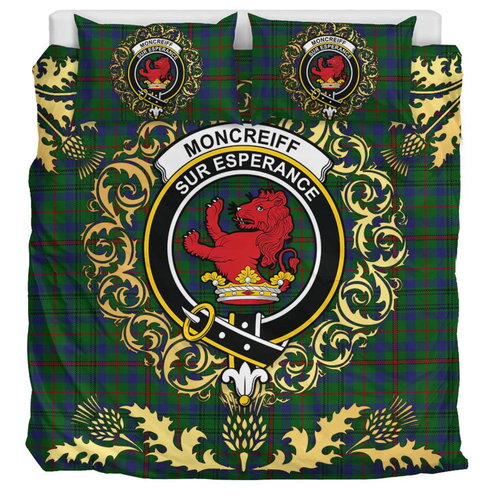 Moncrieff of Atholl Tartan Crest Bedding Set - Golden Thistle Style