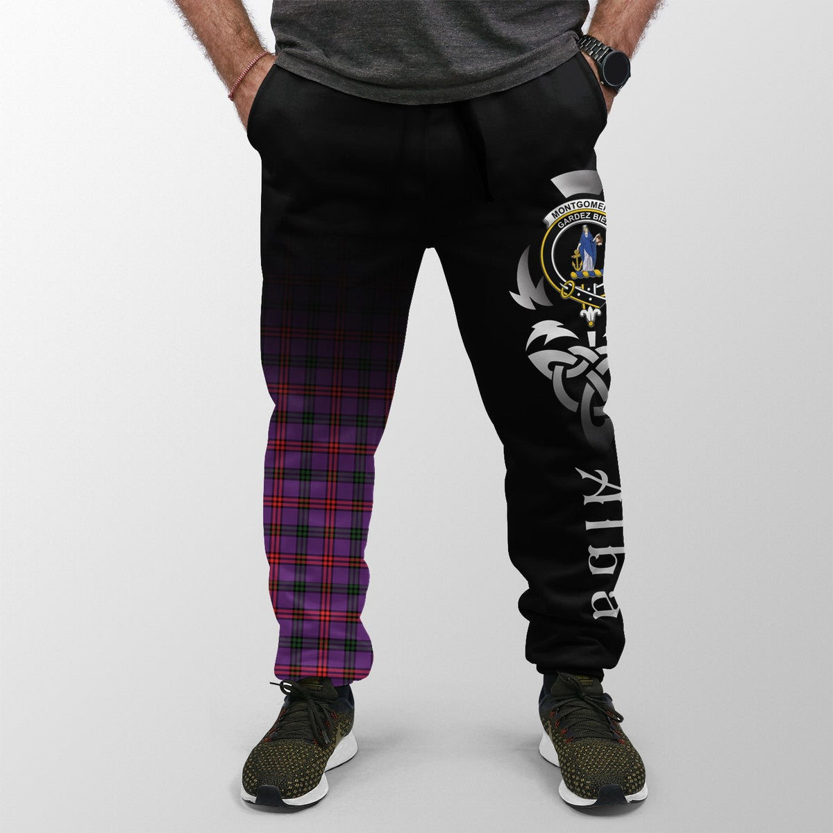 Montgomery Modern Tartan Crest Jogger Sweatpants - Alba Celtic Style