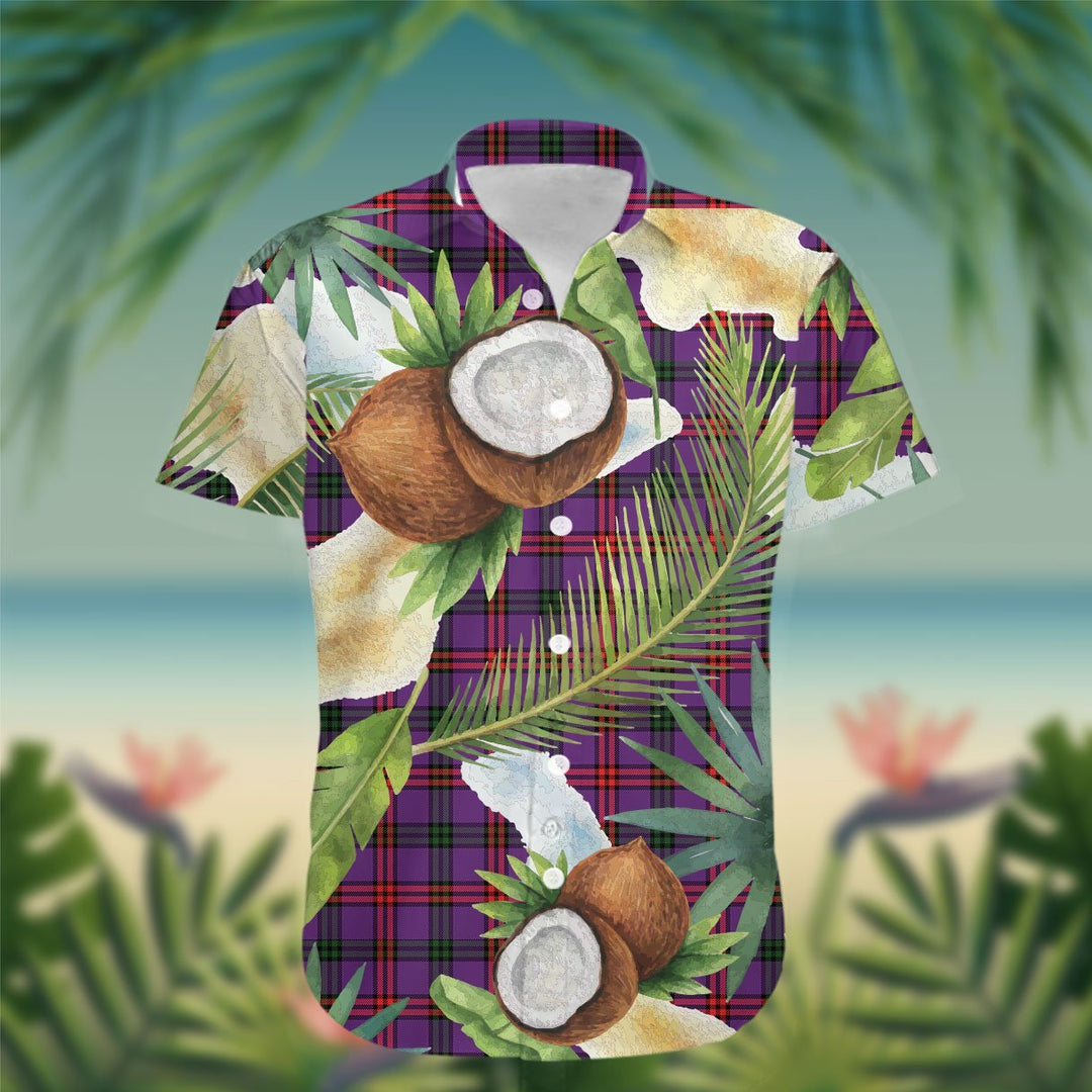 Montgomery Tartan Hawaiian Shirt Hibiscus, Coconut, Parrot, Pineapple - Tropical Garden Shirt