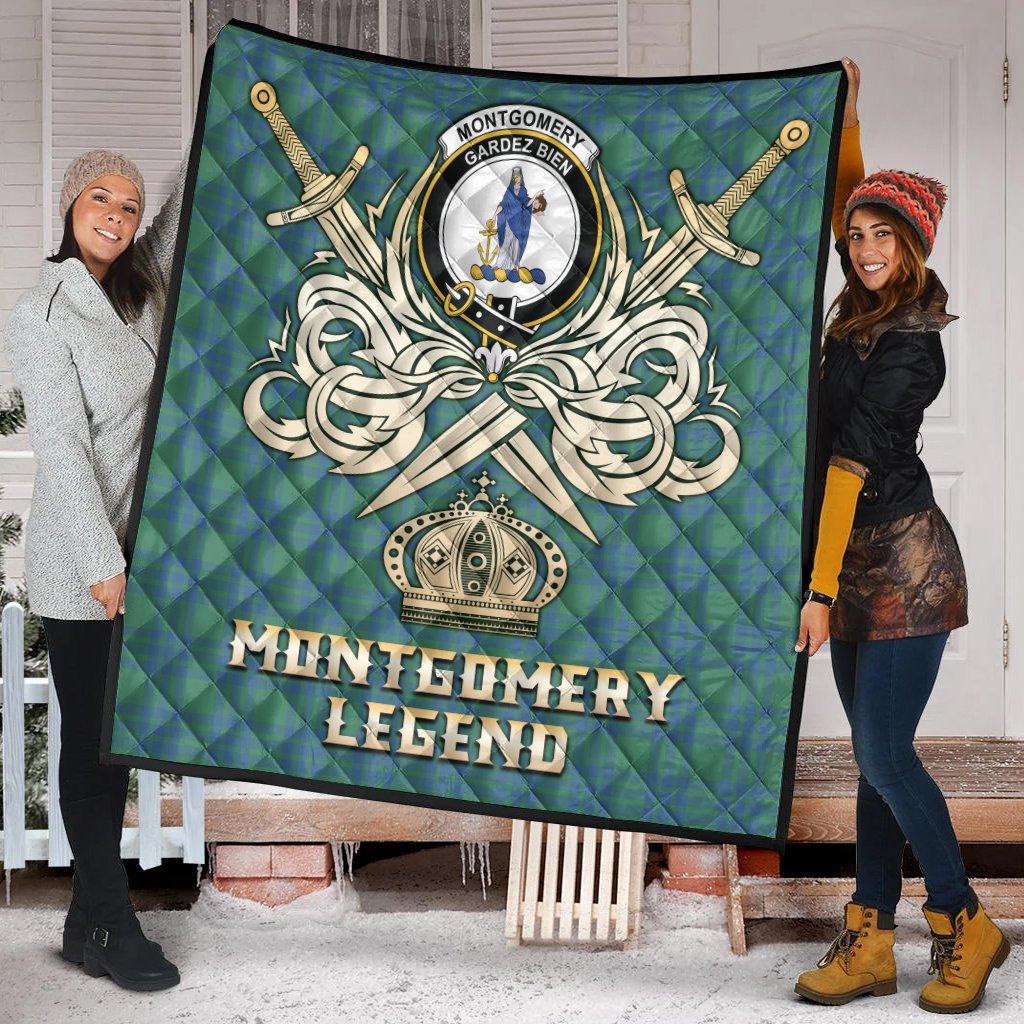 Montgomery Ancient Tartan Crest Legend Gold Royal Premium Quilt