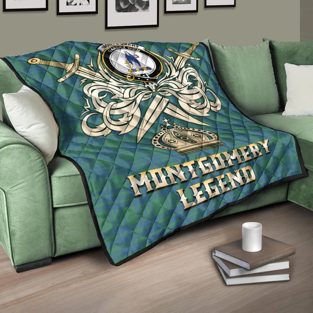 Montgomery Ancient Tartan Crest Legend Gold Royal Premium Quilt