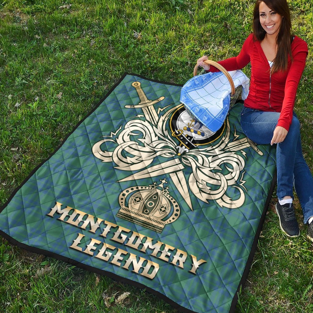 Montgomery Ancient Tartan Crest Legend Gold Royal Premium Quilt