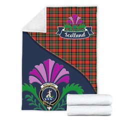 Monypenny Tartan Crest Premium Blanket - Thistle Style