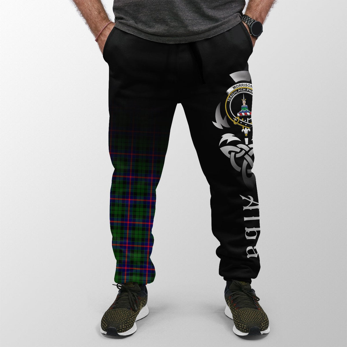 Morrison Modern Tartan Crest Jogger Sweatpants - Alba Celtic Style