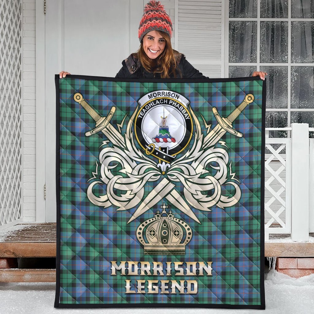 Morrison Ancient Tartan Crest Legend Gold Royal Premium Quilt