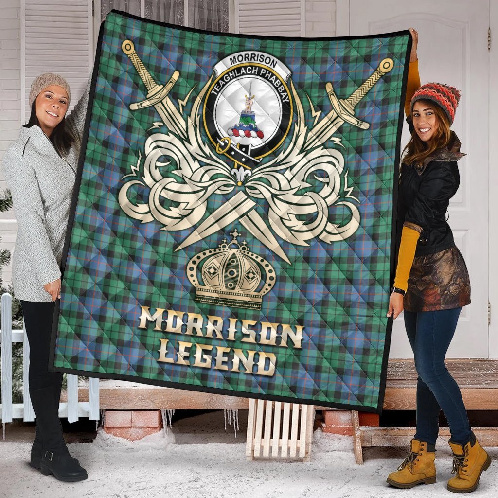 Morrison Ancient Tartan Crest Legend Gold Royal Premium Quilt