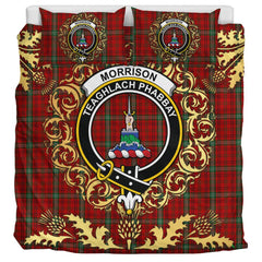 Morrison Ancient Tartan Crest Bedding Set - Golden Thistle Style