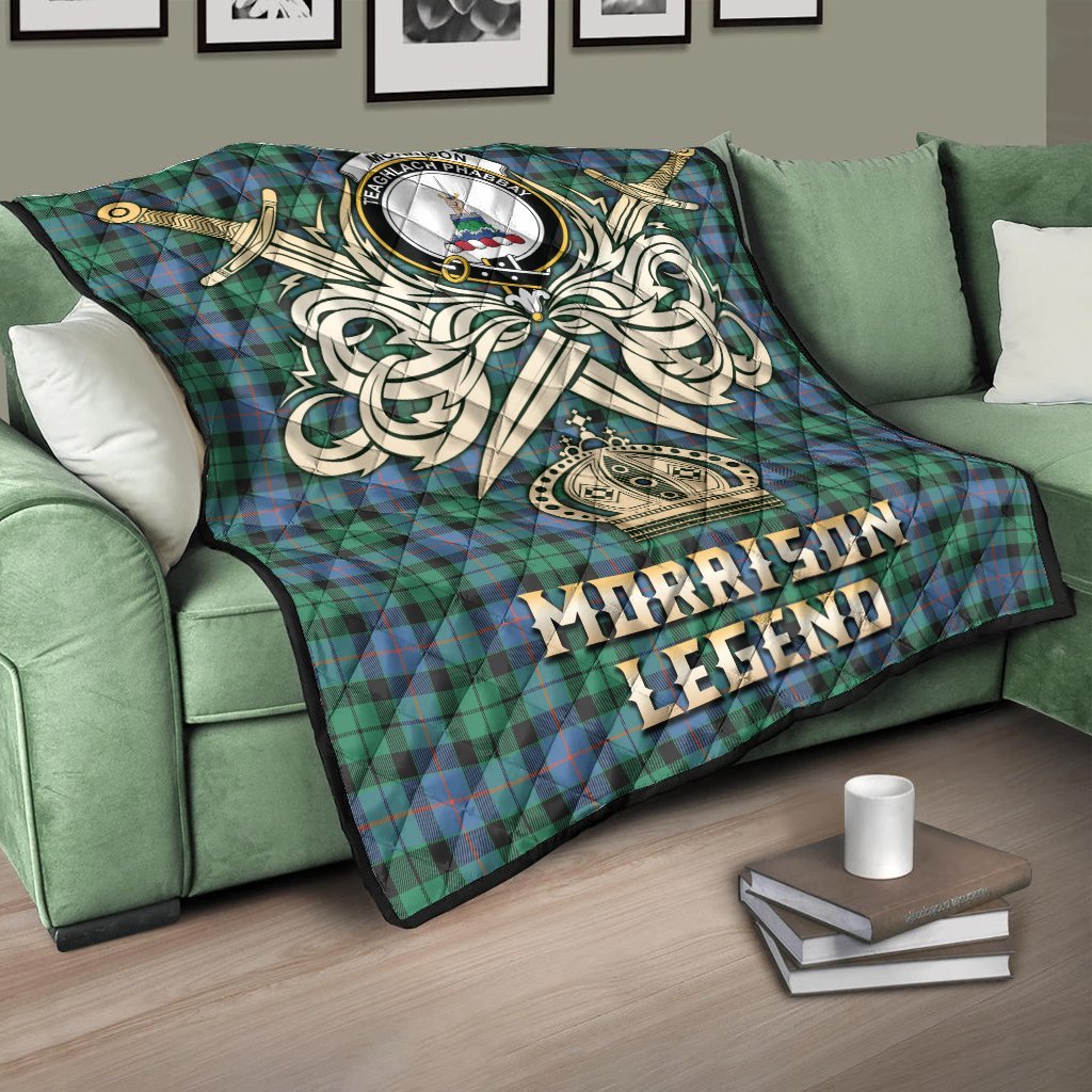 Morrison Ancient Tartan Crest Legend Gold Royal Premium Quilt