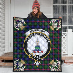 Morrison Modern Tartan Crest Premium Quilt - Gold Thistle Style