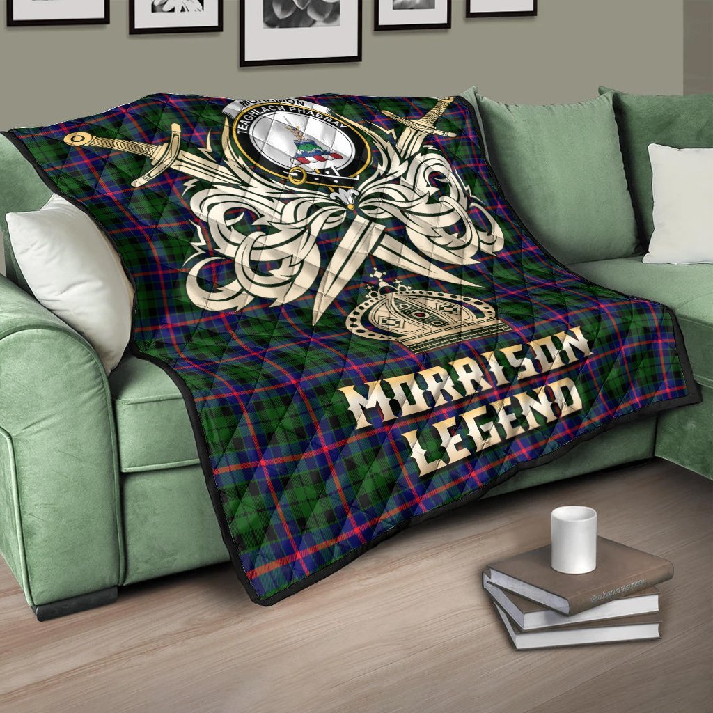 Morrison Modern Tartan Crest Legend Gold Royal Premium Quilt