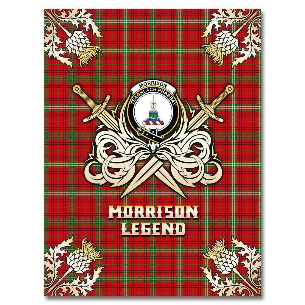 Morrison Red Modern Tartan Gold Courage Symbol Blanket