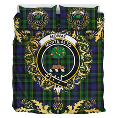 Mowat Tartan Crest Bedding Set - Golden Thistle Style