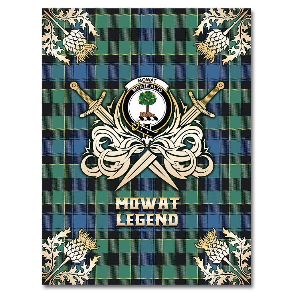 Mowat Tartan Gold Courage Symbol Blanket