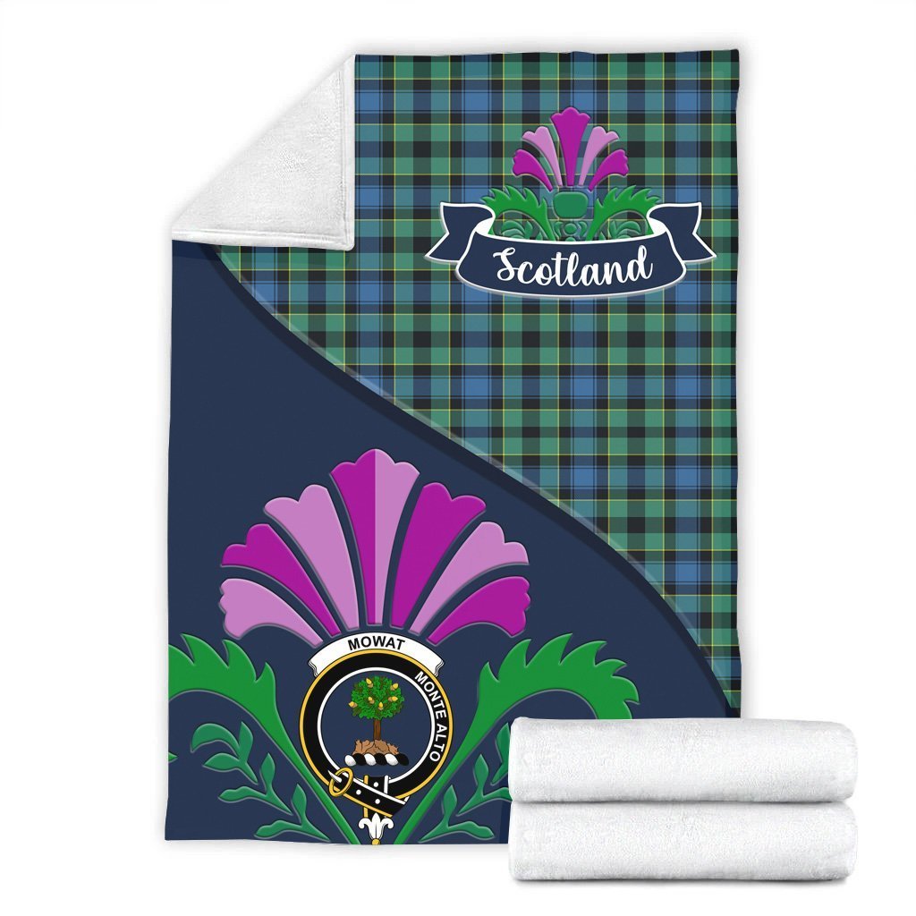Mow Tartan Crest Premium Blanket - Thistle Style