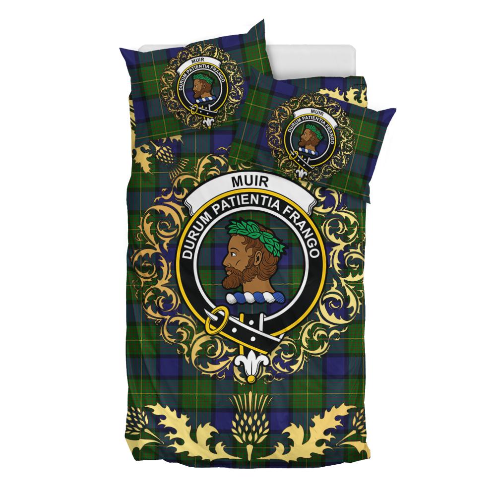 Muir - Moore Tartan Crest Bedding Set - Golden Thistle Style