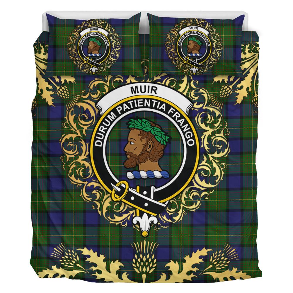 Muir - Moore Tartan Crest Bedding Set - Golden Thistle Style