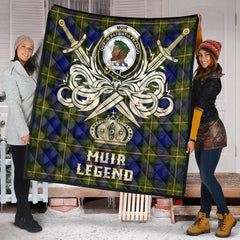 Muir Tartan Crest Legend Gold Royal Premium Quilt