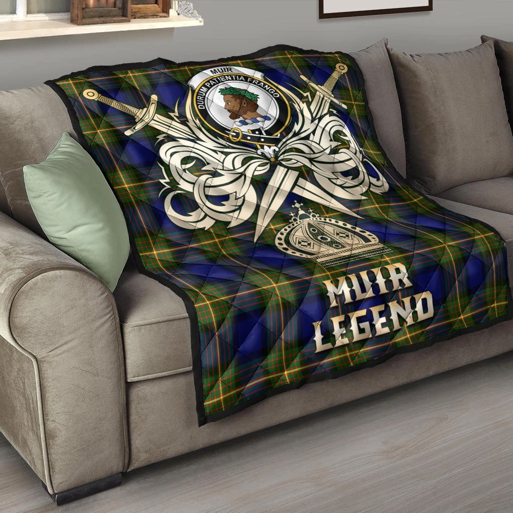 Muir Tartan Crest Legend Gold Royal Premium Quilt