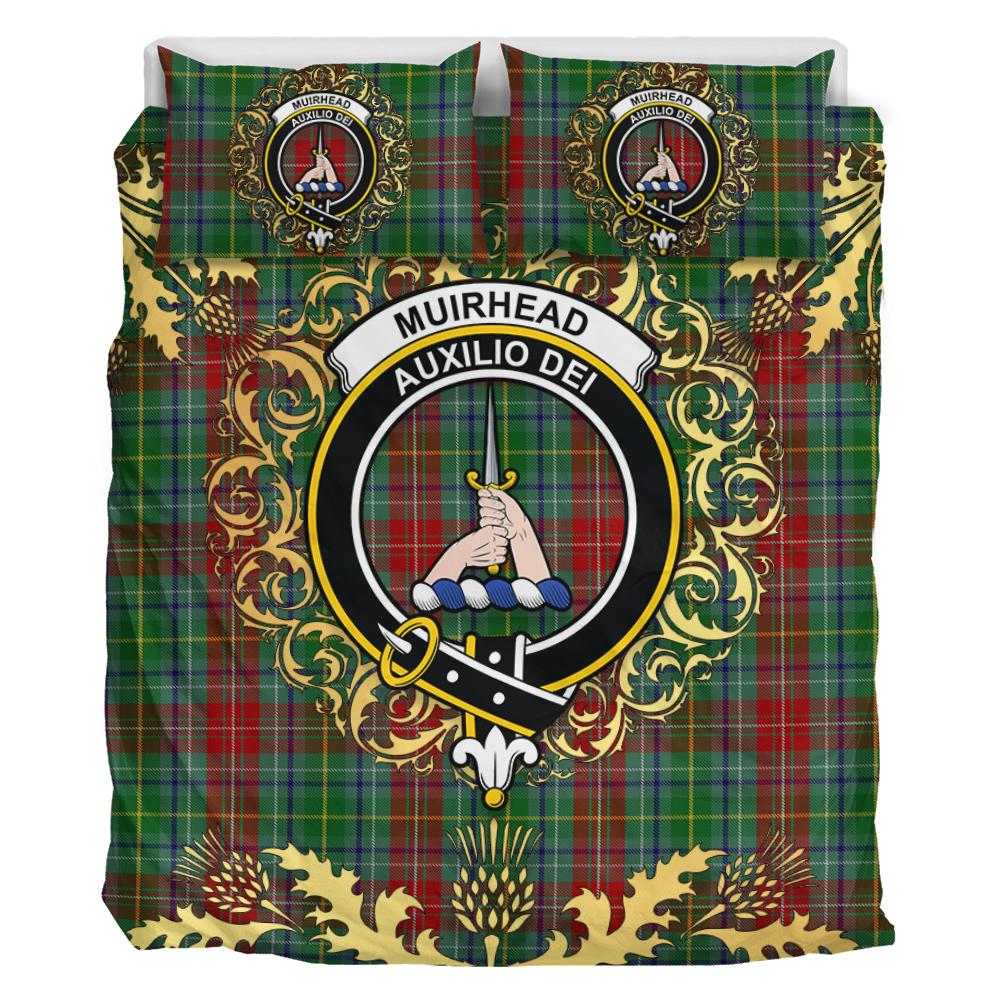 Muirhead 02 Tartan Crest Bedding Set - Golden Thistle Style
