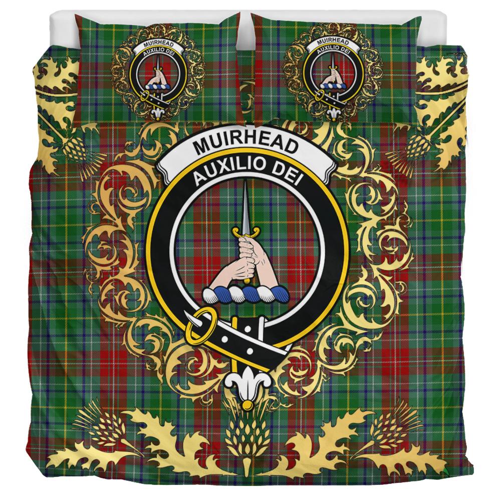 Muirhead 02 Tartan Crest Bedding Set - Golden Thistle Style