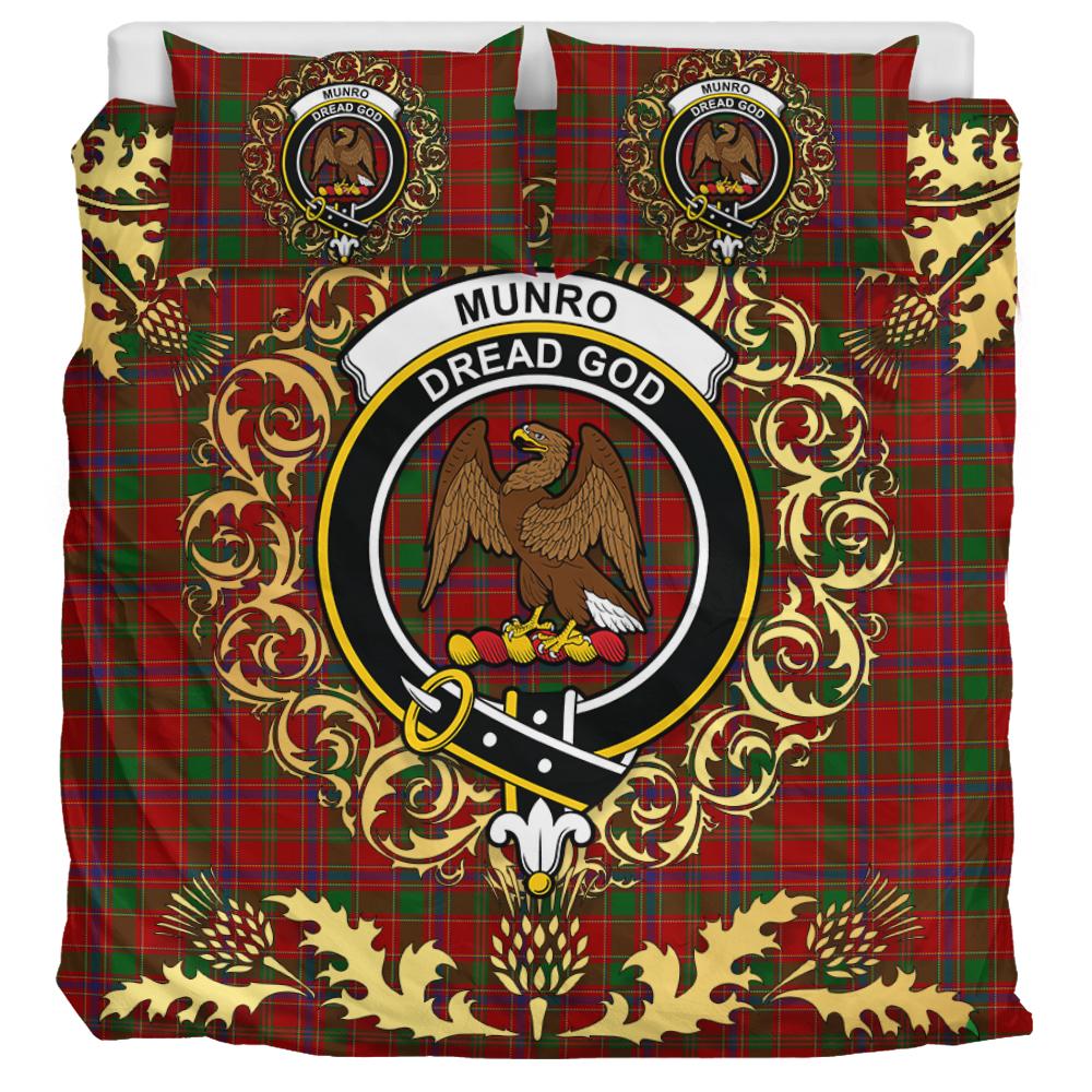Munro 01 Tartan Crest Bedding Set - Golden Thistle Style