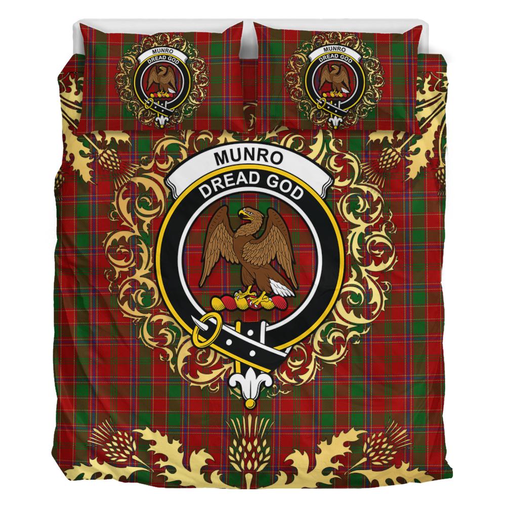Munro 02 Tartan Crest Bedding Set - Golden Thistle Style
