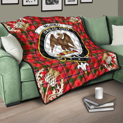 Munro Modern Tartan Crest Premium Quilt - Gold Thistle Style