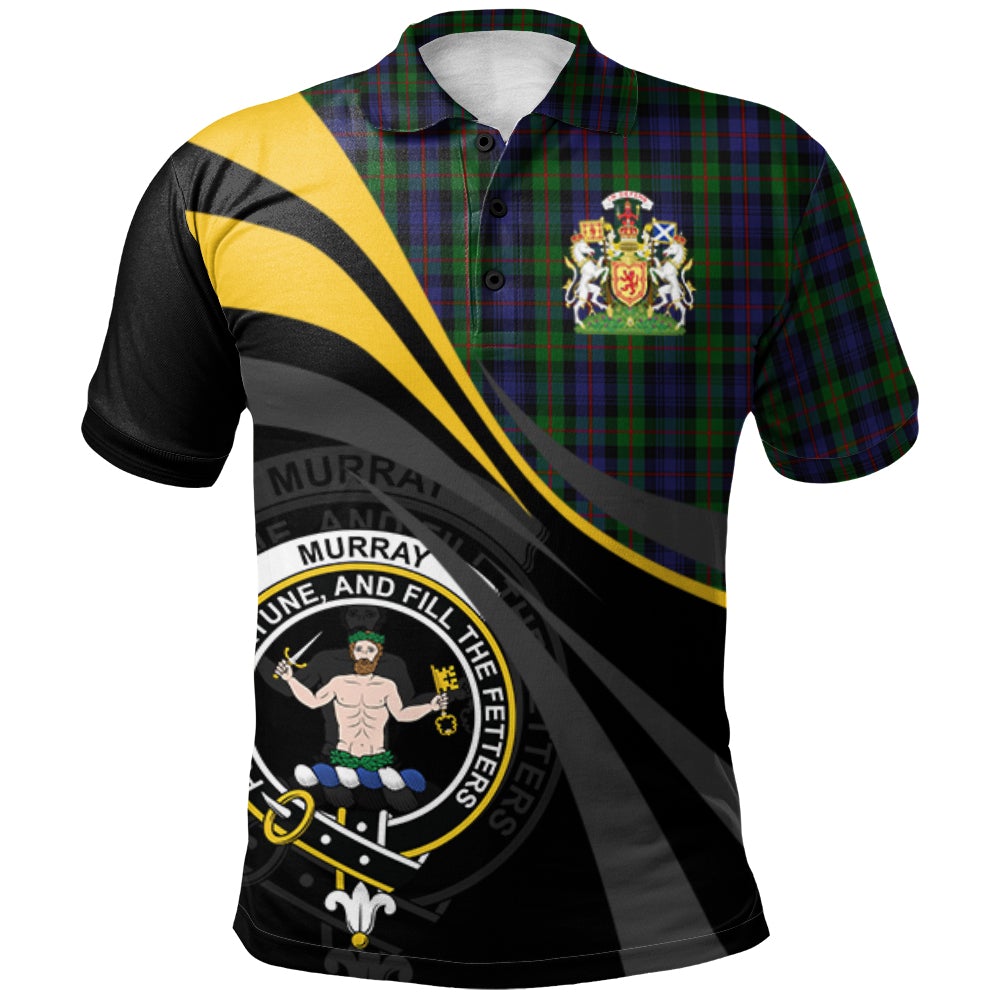 Murray of Atholl Tartan Polo Shirt - Royal Coat Of Arms Style