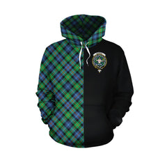 Murray of Atholl Ancient Tartan Hoodie Half of Me - Cross Style