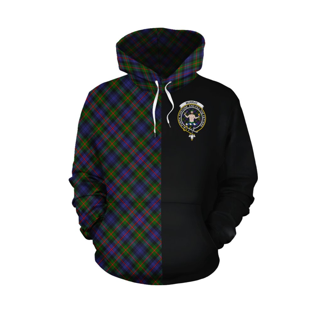 Murray of Atholl Modern Tartan Hoodie Half of Me - Cross Style
