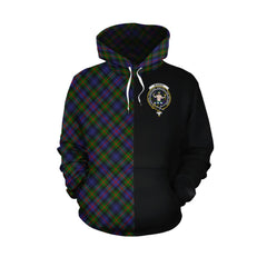Murray of Atholl Modern Tartan Hoodie Half of Me - Cross Style