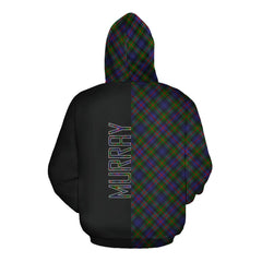Murray of Atholl Modern Tartan Hoodie Half of Me - Cross Style