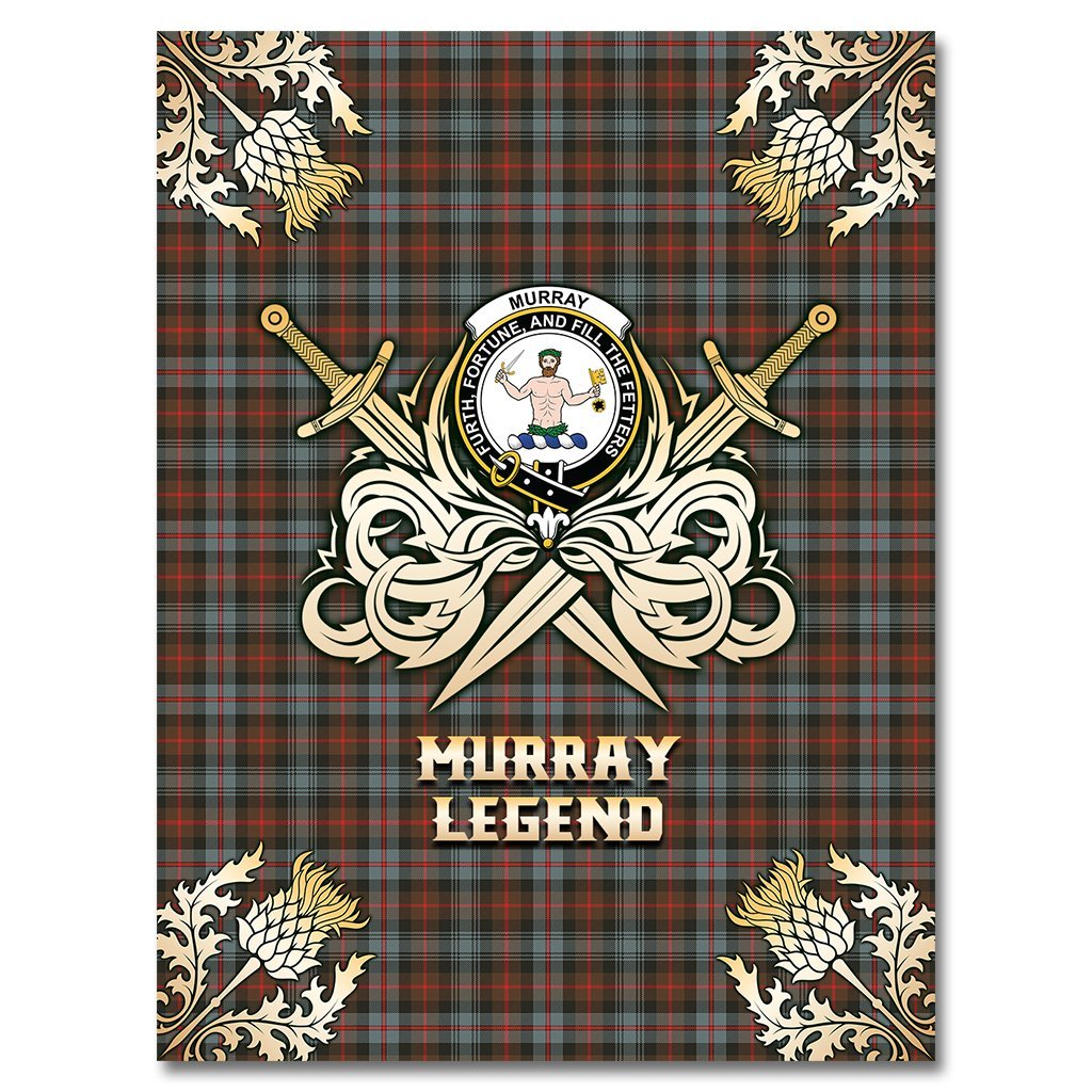Murray of Atholl Weathered Tartan Gold Courage Symbol Blanket