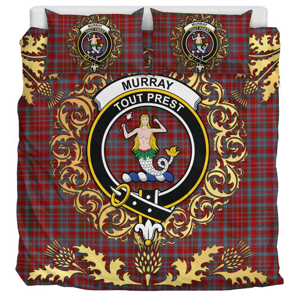 Murray of Polmaise Tartan Crest Bedding Set - Golden Thistle Style