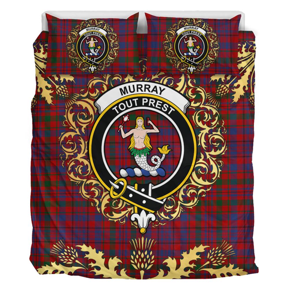 Murray of Tullibardine Tartan Crest Bedding Set - Golden Thistle Style