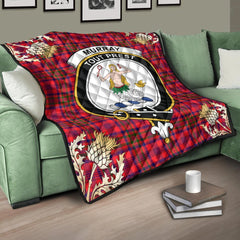 Murray of Tulloch Modern Tartan Crest Premium Quilt - Gold Thistle Style