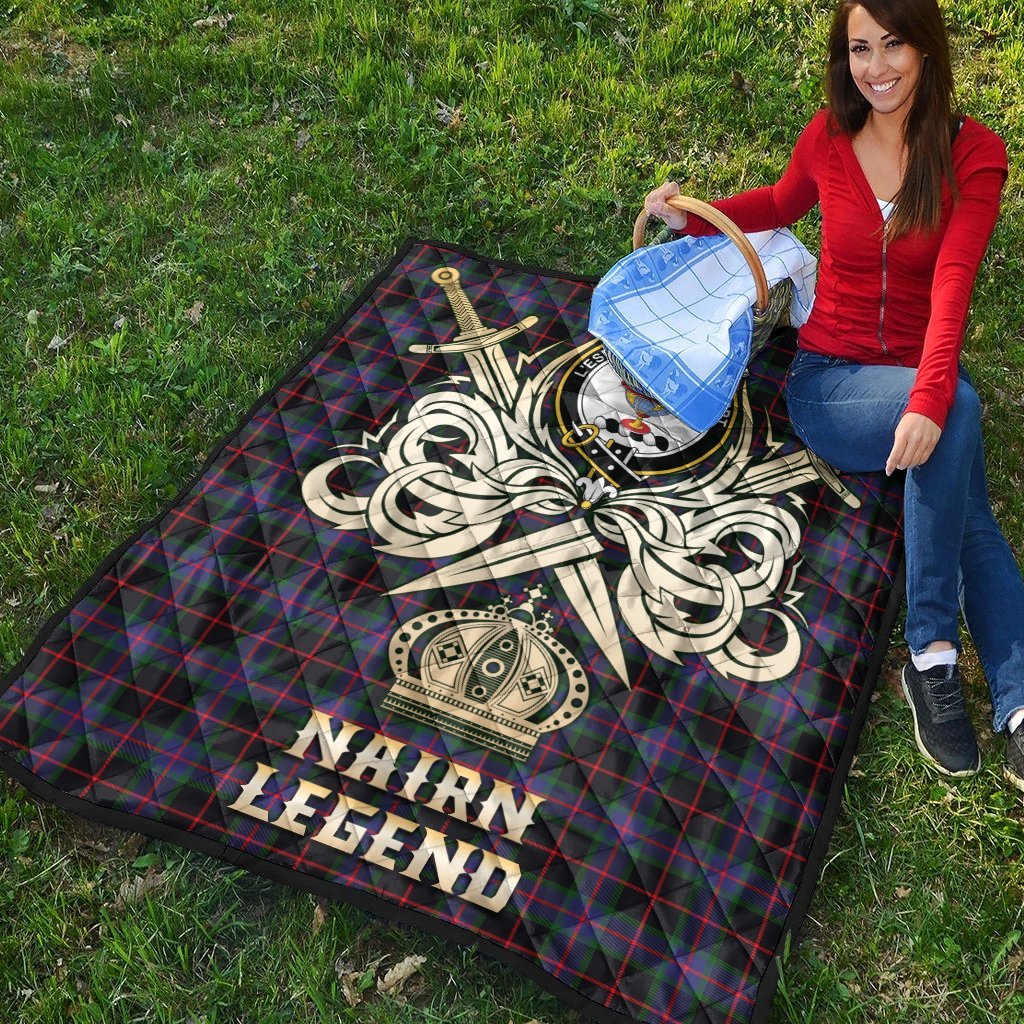 Nairn Tartan Crest Legend Gold Royal Premium Quilt